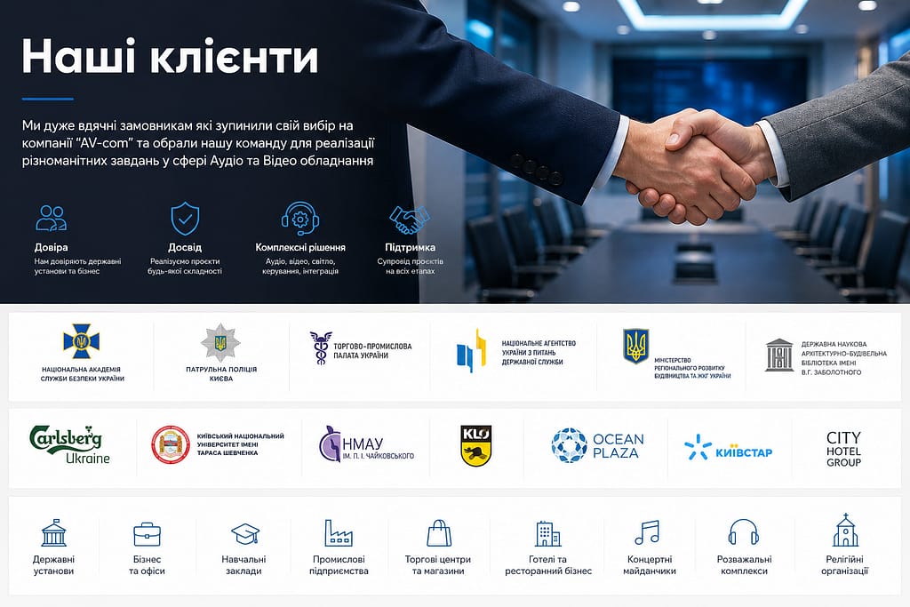 Клієнти компанії AV-com Професійні аудіовізуальні системи